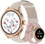 Smart Watches for Women, Fitness Tracker Smartwatch for Android Phones/iPhone Compatible,1.27" Womens Watch with Blood Oxygen Monitor, Calls and Messages/Heart Rate/Sleep/Female Cycle(2 Watch Bands - Image 2