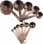 Smithcraft Copper Measuring Cups and Spoons Set, Metric & US Stainless Steel 5 Measuring Cups and 6 Measuring Spoons for Baking & Kitchen - Image 2