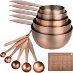 Smithcraft Measuring Cups and Spoons Set, 12 Pieces Stainless Steel Measuring Cup Set, Metal Copper Measuring Cups Spoons, Dry & Liquid Kitchen Measure Cup Spoon & Leveler & Measure Equivalents - Image 2