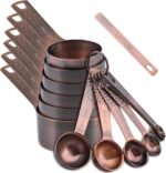 Smithcraft Measuring Cups and Spoons Set 14, Copper Measuring Cups and Spoons Set for Dry & Liquid, Metric & US Stainless Steel 6 Measure Cups and 7 Spoons Set w/Leveler for Kitchen & Baking - Image 2