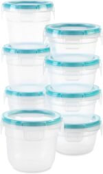 Snapware Total Solution 16-Pc Plastic Food Storage Containers Set,(4) 2-Cup & (4) 1.2-Cup Round Meal Prep Container, BPA-Free Lids with 4 Locking Tabs, Microwave, Dishwasher, and Freezer Safe - Image 2