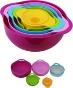 Southern Homewares 5-Piece Nesting Mixing Bowl Set with Colander, Sieve, Measuring Cup, and Juicer – Stackable Multi-Color Kitchen Set - Image 2