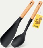 Spatula Spoon 2-Pack, Silicone Cooking Spoon for Nonstick Cookwares, Multifunction Kitchen Utensils for Cooking, Serving, Mixing, Scoop, Scrape and More - Image 2