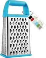 Spring Chef Professional 10" Stainless Steel Parmesan Cheese Grater with Handle, 4 Sided Handheld Box Grater, Kitchen Food Shredder for Potato, Cheese, Ginger, Veggie - Aqua Sky - Image 2