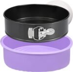 Springform Pan 9 Inch Nonstick Cheesecake Pan with Protector, Leakproof Spring Form Pan for Cheesecake, Round Cheese Cake Pans for Baking, 9 Inch Springform Cake Pan with 50Pcs Parchment Paper - Image 2