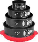 Springform Pan Set of 4, 4/7/9/10inch Cake Pans with Leakproof Silicone Protector, Non-Stick Leak-Proof with Removable Bottom, Cheesecake Pan for Baking, Black - Image 2
