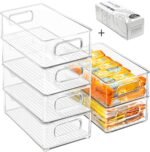 Stackable Refrigerator Organizer Bins, 6 Pack Clear Kitchen Organizer Container Bins with Handles and 20 PCS Plastic Bags for Pantry, Cabinets, Shelves, Drawer, Freezer - Food Safe, BPA Free 10"L - Image 2