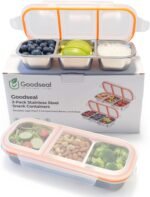 Stainless Steel Bento Box Snack Containers – 3-Compartment Leakproof Lunch Box, Reusable Metal Food Storage for Kids & Adults, School, Travel, Camping (2 Pack) - Image 2