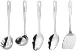 Stainless Steel Cooking Utensils Set, 5PCS Kitchen Utensils Set, Durable Kitchen Gadgets, Ladle, Slotted Turner, Slotted Serving Spoon, Solid Serving Spoon, Pasta Fork - Image 2