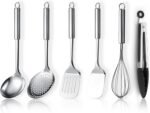 Stainless Steel Cooking Utensils Set 6 Pieces, Kitchen Tools Set Include Metal Spatula Set, Skimmer, Ladle, Tong, Whisk, Kitchen Gadgets Essentials New Home Must Have - Image 2