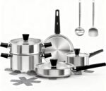 Stainless Steel Cookware Set, 14-Piece Pots and Pans Set, Kitchen Cookware Set with Stay-Cool Handle, Non-Toxic, Dishwasher Safe & Compatible with All Stovetops (Gas, Electric & Induction) - Image 2