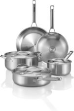 Stainless Steel Cookware Set, 8 Pcs Tir-Ply Pots and Pans Set, PFOA&PTFE Free, Dishwasher&Oven Safe, Kitchen Induction Compatible, ollas de acero inoxidable para cocinar - Image 2