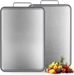 Stainless Steel Cutting Board 16''×11'', Double Sided 304 Steel Cutting Board for Meat, Vegetables & Fruits, Heavy Duty Rust-Resistant Chopping Board for Kitchen with Juice Groove on Both Sides - Image 2