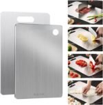 Stainless Steel Cutting Board, 2026 Upgrade Non Toxic Cutting Boards for Kitchen Hygiene Double Sided Chopping Board for Meat/Vegetables,316 Metal Dishwasher Safe Kitchen Gifts(1PC-XXL 12x17.5in) - Image 2