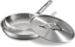 Stainless Steel Frying Pan 12 Inch with Lid, Fully Clad Tri-Ply Stainless Steel Skillet for Even Heating, Brushed Finish, Dishwasher & Oven Safe, Induction & All Stovetops Compatible - Image 2