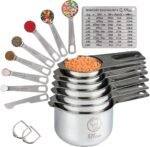 Stainless Steel Measuring Cups and Spoons Set of 16-7 Cup & 7 Spoon + Conversion Chart & Leveler - Kitchen Measuring Spoons and Cups - Dry Measure Cups Stainless Steel & Baking Metal Measuring Cups - Image 2