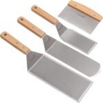 Stainless Steel Metal Spatula Set - Teppaniyaki Spatulas - Griddle Scraper Flat Spatula Pancake Flipper Hamburger Turner - Metal Utensil great for BBQ Grill Flat Top Cast Iron Griddle Accessories - Image 2