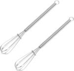 Stainless Steel Mini Whisk Set of 2, Small Wire Hand Whisks, Kitchen Cookware for Cooking, Whisking, Blending, Beating, 5/7/8/10 inch - Image 2