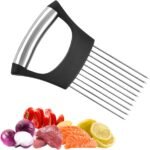 Stainless Steel Onion Slice Holder, 2025 Upgraded Vegetable Slicer Cutter, Multifunctional Lemon Tomato Potato Meat Chopper Slicing Assistant Kitchen Tool (1) - Image 2