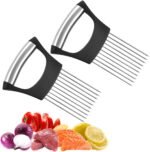 Stainless Steel Onion Slice Holder, 2025 Upgraded Vegetable Slicer Cutter, Multifunctional Lemon Tomato Potato Meat Chopper Slicing Assistant Kitchen Tool (2) - Image 2