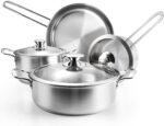 Stainless Steel Pots and Pans Set, 7-Piece Kitchen Cookware Sets with Glass Lids, Stay-Cool Handle, Oven Safe, Works with Induction/Electric and Gas Cooktops, Dishwasher - Image 2