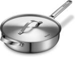 Stainless Steel Saute Pan with Stainless Steel Lid 6-Quart,12-Inch Deep Skillet,Dishwasher&Oven Safe,Induction&All Stove Compatible,Brushed Finish - Image 2