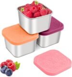 Stainless Steel Snack Containers for Kids,7.2oz Easy Open Leak Proof Reusable Snack Box Container with Lids,Small Lunch Containers for Meal Prep,School,Picnic and Travel-3Pack - Image 2