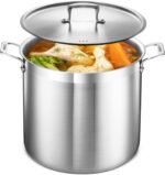 Stainless Steel Stockpot with Lid 20 Quart, Durable 18/8 Stainless Steel, Impact-Bonded Base for Even Heating, Riveted Handles, Oven & All Stove Compatible, Safe Up To 500°F (260°C) - Image 2