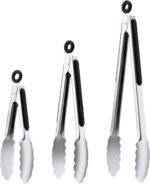 Stainless Steel Tongs Set, Food Grade Stainless Steel Kitchen Tongs, Heat Resistant 600 Degrees, for Cooking, BBQ Barbecue, Grilling, Buffet, Serving (7"+9"+12") - Image 2