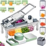 Stainless steel Vegetable Chopper, Veggie Chopper With 10 Blades, Onion Dicer with Container, Food Cutter & Grater Mandoline Slicer - Image 2