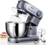 Stand Mixer, 6 QT 600W Tilt-Head Dough Mixer, 6+P speed Mixers Kitchen Electric Stand Mixer with Stainless Steel Bowl, Dishwasher-Safe Dough Hook, Flat Beater, Wire Whisk, Splash Guard, Grey - Image 2