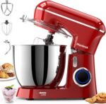 Stand Mixer, 6.5QT 10-Speed Tilt-Head Electric Stand Mixer, 3-In-1 Kitchen Mixer with Bowl, Dough Hook, Whisk and Beater, Food Mixer for Baking, Cake and Most Home Cooks, Red - Image 2