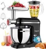 Stand Mixer 9 IN 1, 850W Tilt-Head Multifunctional Electric Mixer with 8 QT Stainless Steel Bowl, 1.5L Glass Jar, Meat Grinder, Hook, Whisk, Beater Dishwasher Safe (Black) - Image 2