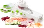 Starfrit Cubing Pro Mandoline Slicer, Dicer - 4 Blades & Graters with Storage Box - Straight & Crinkle V-Blades, Fine & Coarse Graters - 10 Thickness Settings, 3 Julienne Sizes - Self-Feeding Pusher - Image 2