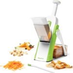 Starfrit Pump'n'Slice - Vertical Mandoline, Food Chopper, Slicer - Precision Adjustable Slicing, Julienne, Dicing - Safe Enclosed Blades, Fold for Storage - High Efficiency Spring Pump - Cleaning Tool - Image 2