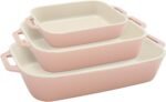 Staub Ceramic 3-pc Rectangular Baking Dish Set - Macaron Pastel Pink - Image 2