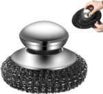 Steel Wool Scrubber with Handle, Upgrade Heavy Duty Stainless Steel Dish Scrubber for Cleaning Dishes, Iron Pots, Stoves, Kitchen Sink (1 pcs) - Image 2