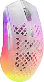 SteelSeries Aerox 3 Wireless - Holey RGB Gaming Mouse - 18K DPI TrueMove Air Optical Sensor - Ultra-Lightweight Water Resistant Design - Ghost - Image 2