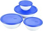 Sterilite 07479406 8 Piece Covered Bowl Set, White & Blue - Image 2