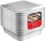 Stock Your Home 8x8 Foil Pans with Lids (20 Pack) 8 Inch Square Aluminum Pans with Covers -Disposable Food Containers Great for Baking Cake, Cooking, Heating, Storing, Prepping Food - Image 2