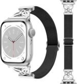 Stretchy Band Compatible with Apple Watch 49mm 46mm 45mm 44mm 42mm 41mm 40mm 38mm, Braided Elastic Butterfly Nylon Strap for iWatch Series 11 10 9 8 7 6 5 4 3 2 1 SE 3/2/1 Ultra 3/2/1 - Image 2