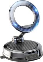 Strong Magnetic Phone Holder for Car & Desk, Compatible with MagSafe, Secure Lock, Universal 360° Rota-Table Car Phone Mount for Dashboard, Glass, Table, Carbon Fiber - Image 2