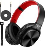 Studio Headphones with Microphone Over Ear Stereo Monitoring Closed Headphones for PC, Phone, Chatting, Music, DJ, Podcast (Classical Black-Red) - Image 2