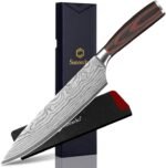 Sunnecko Chef Knife 8 inch,High Carbon Stainless Steel Kitchen Knife,Ultra Sharp Gyutou Cutting Knife with Sheath and Gift Box for Family & Restaurant - Image 2