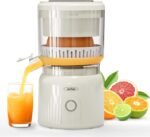 Sunvivi Electric Citrus Juicer, 90W Automatic Juice Squeezer with High-Speed 15,000 RPM, Ideal for Orange, Lemon, and Soft Fruits, Compact and Easy to Clean, Includes Cleaning Brush, White - Image 2