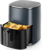 Sweetcrispy Air Fryer 6QT with Window, Square Airfryer Oven 12-in-1 for Family, 400°F Rapid Air Crispy Technology, Roast Bake Dehydrate, Nonstick & Easy-Clean Basket,Grey - Image 2