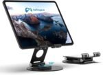 Swivel Tablet Stand, Aluminum Portable 360°Rotating Adjustable Tablet Holder for All 4-12.9’’ iPad Surface Samsung Phone Tablet Kindle E-Reader and More(Black) - Image 2