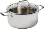 T-Fal Pro Tri-Ply Stainless Steel Large Dutch Oven Pot with Lid, 6 Quart Induction Pot, Oven Safe 500F, Lid 350F, Fast & Even Heat, Professional Quality & Durability, Silver - Image 2