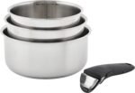 T-fal Ingenio Expertise Stainless Steel Cookware Set 4 Piece, Induction, Oven Safe, Stackable Cookware, Pots and Pans, RV, Camping, Frying Pans, Dishwasher Safe, Detachable/Removable Handle, Silver - Image 2