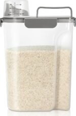 TBMax Airtight Rice Container 10 Lbs, Cereal Dispenser, Pet Cat Dog Food Storage Container, Plastic Kitchen Pantry Food Storage Holder with Cup -Dark Grey - Image 2